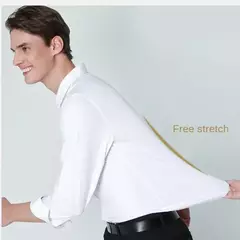 Camisa elástica de manga comprida masculina, camisa gola alta, sem engomar, vestido de negócios, traje profissional de trabalho - comprar online