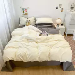 Soft lavado algodão roupa de cama Set, Duvet Cover, fronha e lençol, Home Bedclothes, cama preta - Wolf Magazine