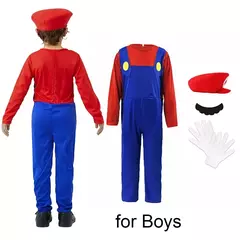 Jogo encanador bros cosplay trajes engraçados halloween carnaval roupas para homens mulheres fantasia macacão com chapéu luvas de bigode - comprar online