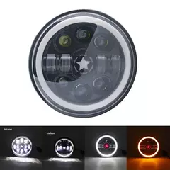 Imagem do 7 Polegada led farol automático da motocicleta led farol drl anjo olhos para harley honda yamaha jeep lada niva carro urbano h4 farol