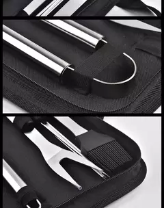 Conjunto De Ferramentas De Combinação De Churrasco, Forno De Aço Inoxidável, Saco De Pano Portátil, Ferramenta De Cozimento Ao Ar Livre