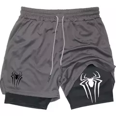 Imagem do Calções desportivos com estampa aranha masculina, casual, ginásio, compressã