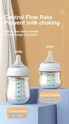 Mamadeiras de leite antiflatulência recém-nascidas, Mamadeira, Vidro, Sem BPA, 90ml, 160ml, 1pc - comprar online