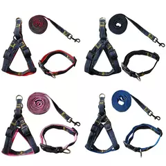 Conjunto de arnês de coleira de cachorro jeans, acessórios para animais de estimação, coleira de cachorro e gato, cinta peitoral, colete pug, trela de chumbo para caminhada ao ar livre - Wolf Magazine