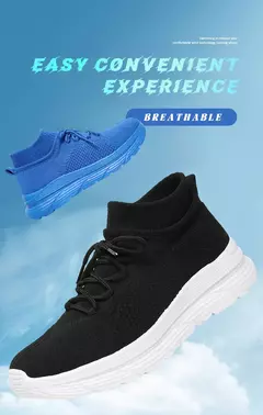 Sapato de meias casual confortável masculino, tênis preto para dirigir, novo,
