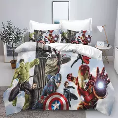 Conjunto de cama Disney Marvel Os Vingadores, Roupa de cama infantil, Anime Cartoon, Capa de edredão e fronha na internet