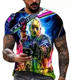 Camiseta casual masculina, filme de terror, atmosfera, grande, suspense, venda quente, novo, 2024 - comprar online