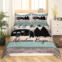 Conjunto de capa de edredão para menino e adolescentes, tampa de cama, tampa de cama, praia, estilo férias, camping feliz, rei, verão - comprar online