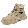 Botas de couro com renda impermeável masculina, bota leve no tornozelo, sapato casual antiderrapante, moda inverno, novo