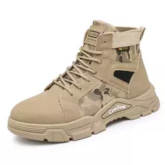 Botas de couro com renda impermeável masculina, bota leve no tornozelo, sapato casual antiderrapante, moda inverno, novo