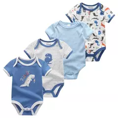 Macacão de algodão estampado para recém-nascidos, macacão manga curta, roupas de bebê menino e menina, 0-12m, 4 peças, verão