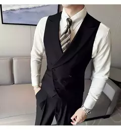 Blazers colete de peito duplo masculino, terno casual slim fit masculino, colete de ajuste de alta qualidade, roupas de marca primavera, 2023 € na internet