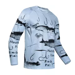 Camisa de pesca masculina manga longa, roupa com protetor solar ao ar livre, camisas casuais estampadas em peixe anti-UV, verão 2024 - Wolf Magazine