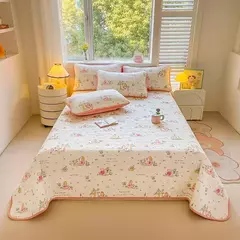 Novo 2 pessoas capa de cama meninas grade colcha capas de cama de casal venda quente algodão lavado 2025 verão colchas e cobertores cobertor