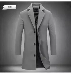 Casaco longo de algodão masculino, à prova de vento, Monocromático, Lã, Blended, Casual, Moda empresarial, Tamanho 5XL, Novo, Outono, Inverno, 2022