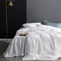 Lanlika-Luxo Natureza Branco Conjunto De Cama, Capa De Edredão, Lençol Plano, Roupa De Cama, Fronha Para Dormir, Duplo, Rainha, Rei, 100% Seda, Presente