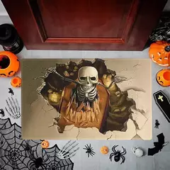 Halloween Dança Esqueletos Porta Mat, Non-Slip Welcome Entrance Tapetes, Spider Skull Tapete, Cozinha Quarto Sala Decoração - Wolf Magazine