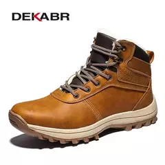 DEKABR-Botas de neve de pele de couro genuíno masculinas, sapato impermeável d - Wolf Magazine