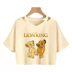 Disney o rei leão colheita topo t camisa recortada harajuku camiseta hakuna matata tshirt feminino topo t roupas femininas - comprar online