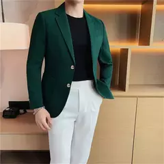 Casaco de peito único masculino, blazer slim fit, blazers grandes, casacos elegantes de luxo, outwear casual coreano para casamento - comprar online