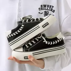 Chunky Platform Canvas Shoes para mulheres, treinadores ao ar livre, tênis casuais para meninas, aumento de altura, treinamento - Wolf Magazine