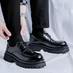 Sapatos de couro formal grosso para homens, plataforma de designer de luxo, vestido de casamento Oxfords, preto, marrom - comprar online