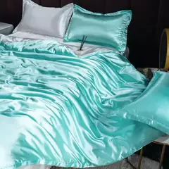 Mulberry Silk Bedding Set, capa de edredão, lençol, fronha, lençol de cetim luxo, cor sólida, rei, rainha, completo, Twin Size na internet