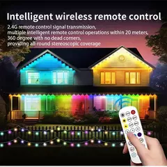 Imagem do Luzes externas permanentes inteligentes rgbic beirais led bluetooth luz diy à prova d' água sincronização de música temporizador cordas festa natal feriado