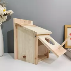 Birdhouse de madeira ao ar livre com haste permanente, Natural e seguro Breeding Box, DIY