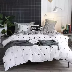 Coração Imprimir Conjunto de cama reversível, Duvet Cover Set, microfibra, moderno Quilt Cover, Zipper Closure com 2 Fronhas, King Size