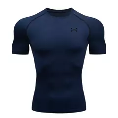T-shirt de compressão masculina, secagem rápida, mangas curtas, ginásio esporte, top, camisa de treino, roupa de jogging, verão - loja online