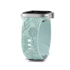 Imagem do Pulseira de Silicone para Apple Watch, Mickey, Disney, Faixa Floral Gravada, Cute iWatch Series 9, 8, 7, 6, 5, 4, 3, 2, SE, 41mm, 40 milímetros, 38 milímetros