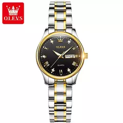 OLEVS-Relógio De Pulso Impermeável De Aço Inoxidável Feminino, Relógios Originais Para Senhoras, Relógio De Pulso De Quartzo De Luxo, Ouro - Wolf Magazine