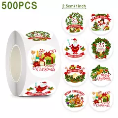 Feliz Natal Adesivos para Presentes DIY, Xmas Party Seal Labels, Pacote de cozimento, Envelope Papelaria Decoração, 500pcs - comprar online
