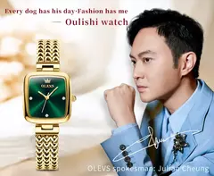 OLEVS Originais Mulheres Relógios De Luxo Elegante Quartz Relógio De Pulso De Aço Inoxidável Gold Square Quartz Watch Set Presente para Menina 9948 - Wolf Magazine
