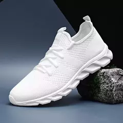 Sapatos esportivos casuais masculinos respirável verão luz sola macia conforto tênis de corrida ao ar livre moda estudante malha plus size tênis