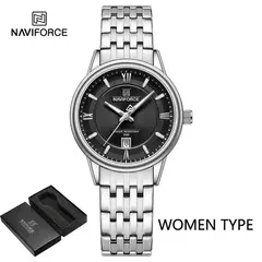 Imagem do NAVIFORCE-Relógio de pulso de quartzo feminino, elegante pulseira de aço inoxidável, relógio feminino, marca de luxo superior, 8040