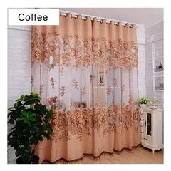 Flower Jacquard Tulle Window Curtain, Drape Lace, Voile Sheer Bordado, Quarto, Varanda, Living Room Decor, 100x250cm, 1Pc - comprar online