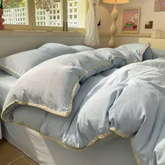 Nordic Minimalista Estilo Duvet Cover Set, Quilt Bedding Set, Grey Strip Bed, 4 peças, Home Luxury Sheets na internet