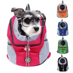 Novo ombro duplo portátil mochila de viagem ao ar livre pet cão transportadora saco dianteiro do cão de estimação mochila malha