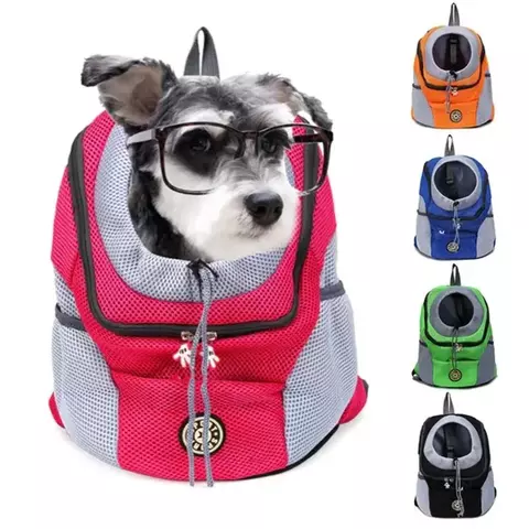 Novo ombro duplo portátil mochila de viagem ao ar livre pet cão transportadora saco dianteiro do cão de estimação mochila malha