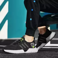 Tênis de corrida leve macio casual masculino, tênis esportivo ao ar livre, antiderrapante para caminhada, resistente ao desgaste, tênis de corrida na internet