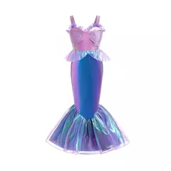 Imagem do Meninas roxo-azul sereia ariel cosplay vestido de halloween vestido de festa de aniversário meninas praia vestido de férias