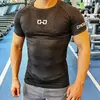 Esporte de secagem rápida camiseta masculina, manga curta apertada, camiseta masculina de compressão ginástica, camiseta musculação, fitness