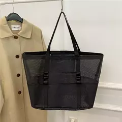 Imagem do Bolsa de praia de malha portátil para mulheres, maquiagem, bolsa de lavagem, organizador de banho, Shopper Totes, verão