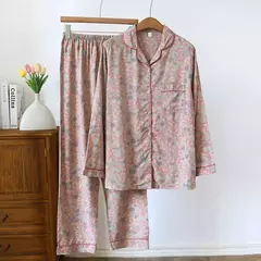 Pijama de manga comprida para senhoras, pijamas, pijamas femininos, 100% viscose, plus size, 3XL, novo para primavera e verão - loja online
