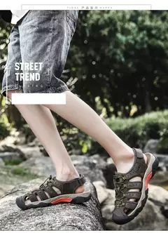 Novas sandálias masculinas de couro genuíno macio sandálias sapatos masculino na internet