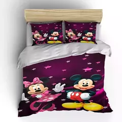 Mickey e Minnie Conjunto de cama para crianças, Fluffy Cartoon Comforter Cover, US Twin Bedclothes, Queen Size, macio, bebê, 3pcs - loja online