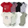 Macacão de algodão estampado para recém-nascidos, macacão manga curta, roupas de bebê menino e menina, 0-12m, 4 peças, verão