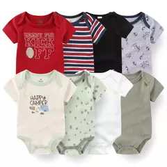 Macacão de algodão estampado para recém-nascidos, macacão manga curta, roupas de bebê menino e menina, 0-12m, 4 peças, verão
